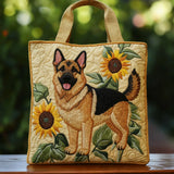 Håndlaget blomsterveske med schæferhund