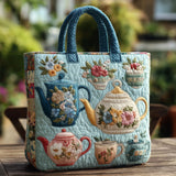 Quiltet tote-veske med blomstertrykk