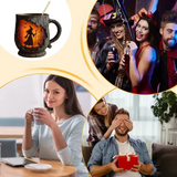 3D Halloween håndlaget krus – med hekse- og kattedesign